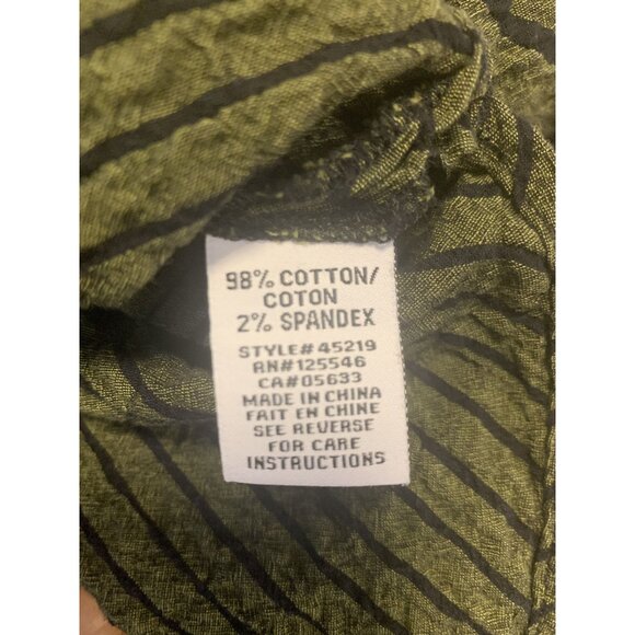 Habit Green Boxy Cotton Strip Lightweight Blouse Top Size L - Picture 10 of 10